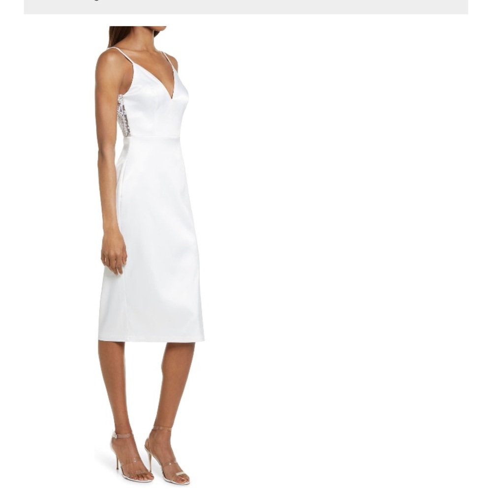 Lulus Stunning Sight Embroidered Lace Back White Cocktail Dress - Picture 2 of 3